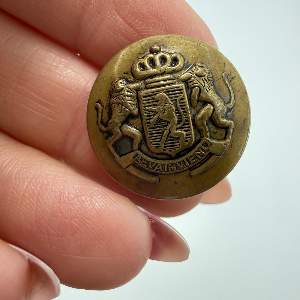 Vintage Heraldic Lion Crest Metal Blazer‎ Buttons Brass Gold Tone Set of 4 - Picture 5 of 10
